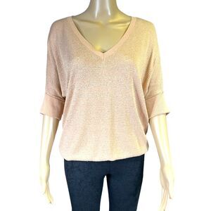 GAP Womens Sweater Glittery Dolman Sleeve Pullover Peachy Cream Lightweight Med